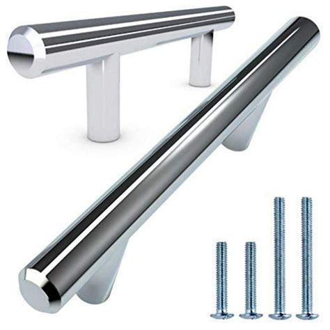 solid steel cabinet bar knob polished chrome|ALPINE HARDWARE Solid Euro Style Bar Handle Pull.